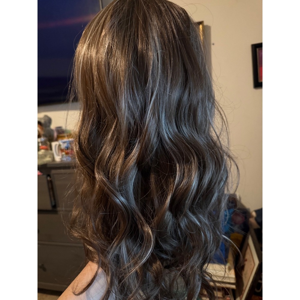Kaylan Box Office Brunette Wavy Lace Front Wig with Bangs Standard Size